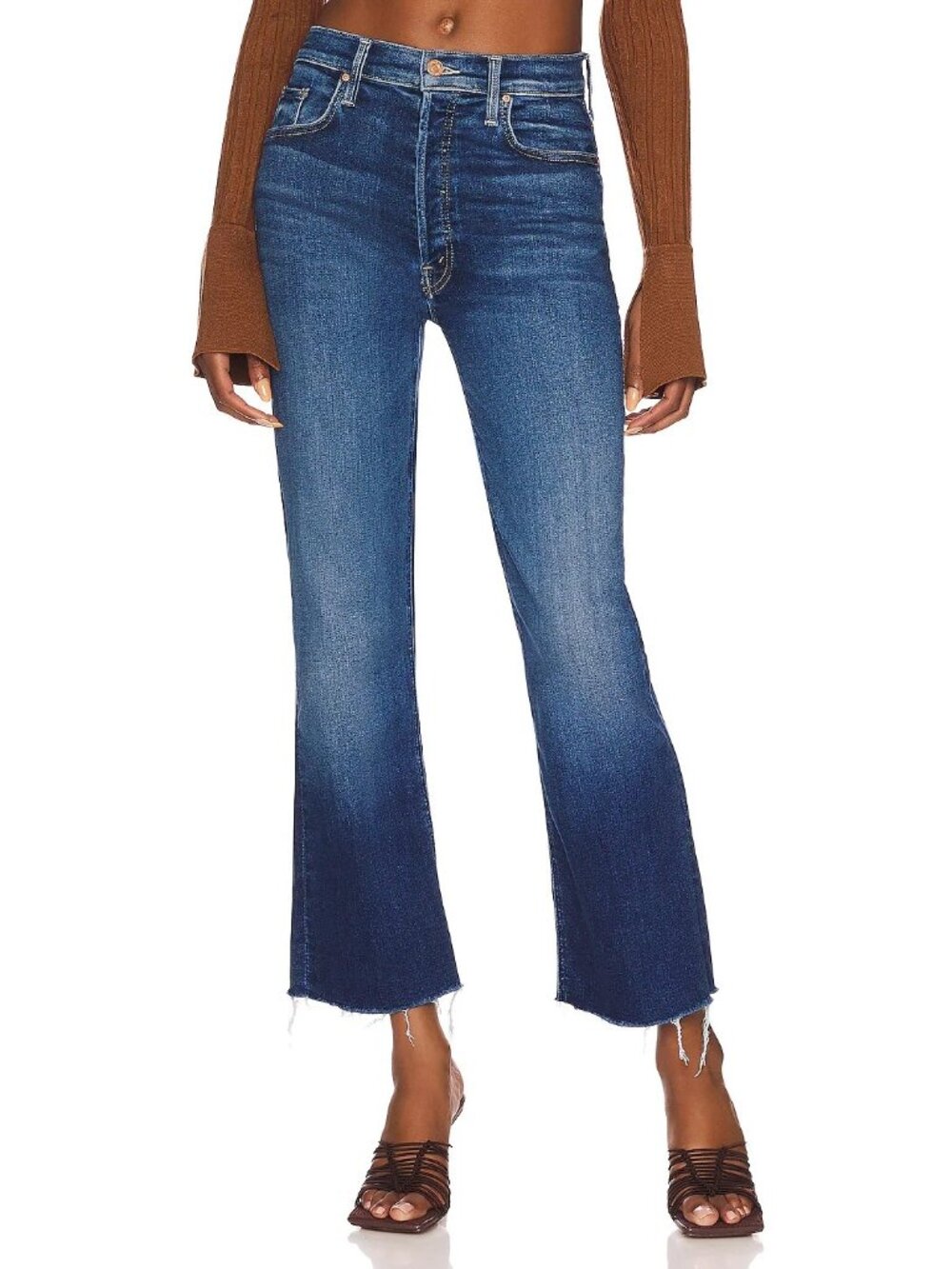 NWT Mother Tripper Ankle Fray in Change Is In The Air High Rise Crop Jeans 28